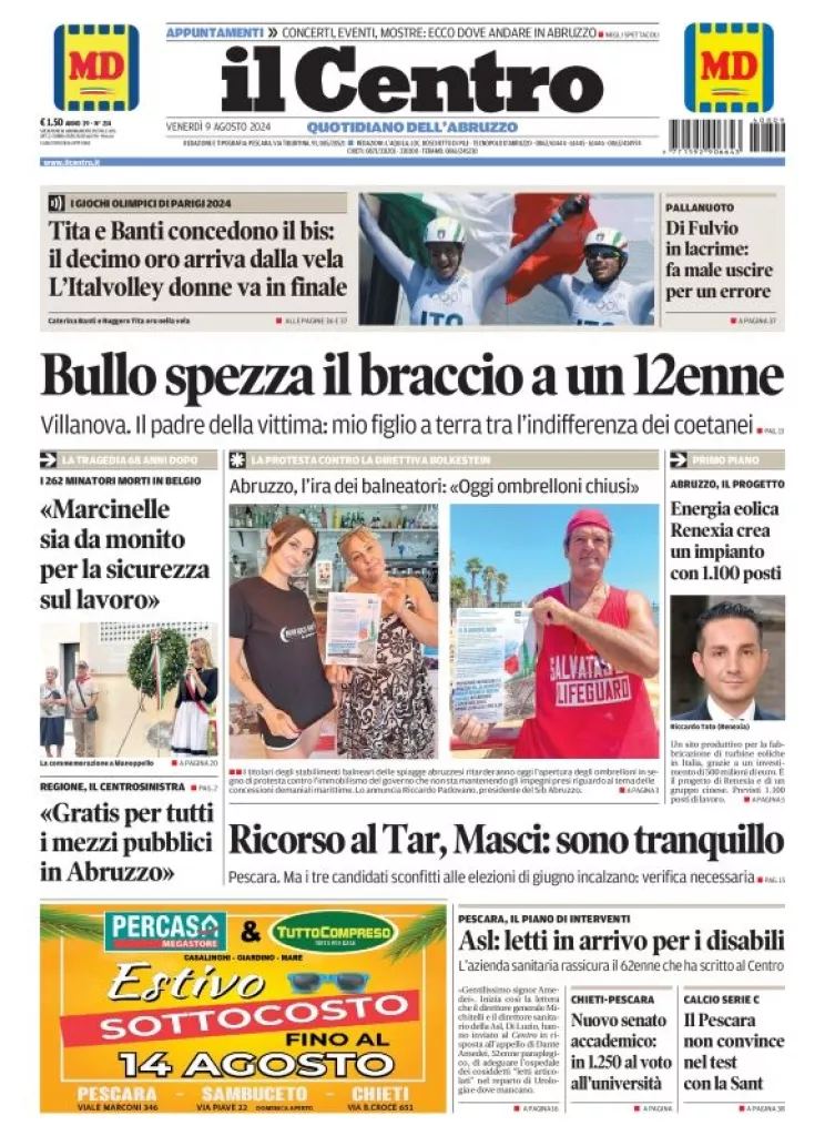 Prima-pagina-il centro-oggi-edizione-del-2024-08-09